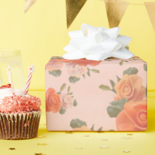 Papel De Presente padrão floral laranja rosa casamento primavera