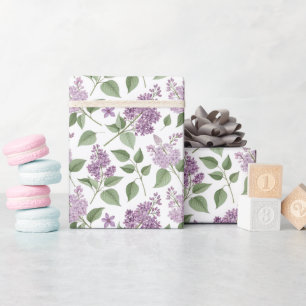 Papel De Presente Padrão Floral Lilás Elegante