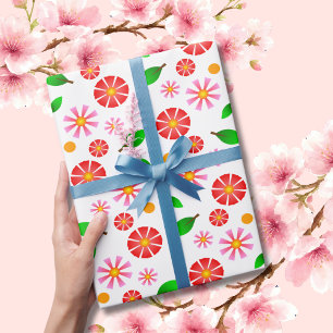 Papel De Presente Padrão Floral Minimalista Moderno fundo branco