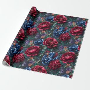 Papel De Presente Padrão Floral Moderno em Tom de Joia