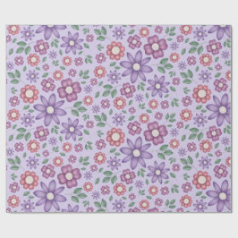 Papel De Presente padrão floral pastel lavanda sonhador