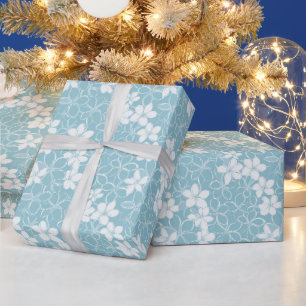 Papel De Presente Padrão Floral Pétalas Azuis