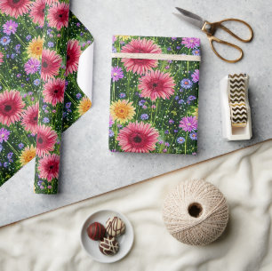 Papel De Presente Padrão floral primavera brilhante