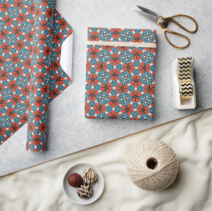 Papel De Presente Padrão Floral Retro Livremente com Cores Negrito