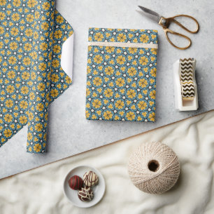 Papel De Presente Padrão Floral Retro Livremente com Cores Negrito
