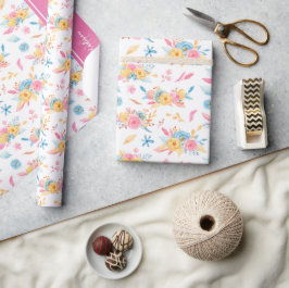 Papel De Presente Padrão Floral Rosa bonito Monograma