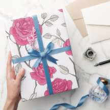 Padrão Floral Rosa Branco Desenhado à Mão