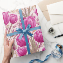 Padrão Floral Rosa Moderno de Tulipa Branca