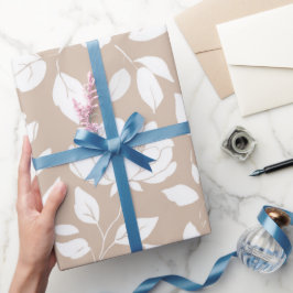 Papel De Presente Padrão Floral Rosa Neutro Chic