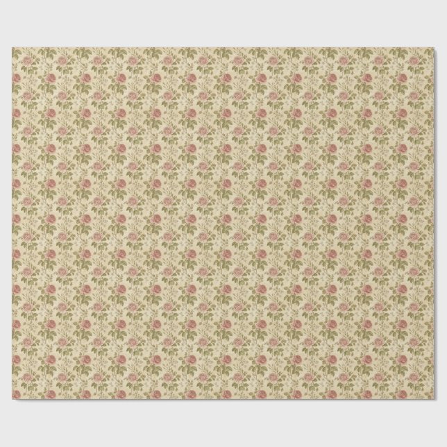 Papel De Presente Padrão Floral Rosa Vintage (Aberto)