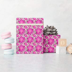 Papel De Presente Padrão Floral Seamless Rosa Quente
