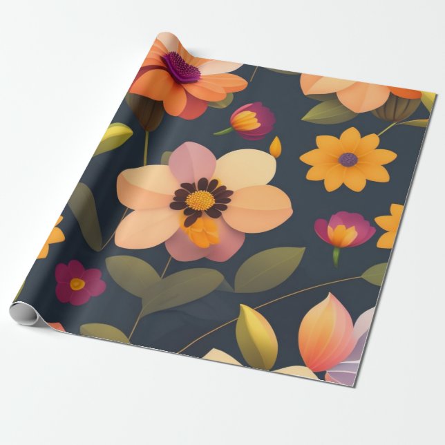 Papel De Presente Padrão Floral Selvagem (Desenrolado)