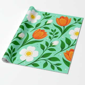 Papel De Presente Padrão Floral Sem Costura de Primavera Colorido