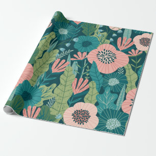 Papel De Presente Padrão floral sem costura, decoração interior