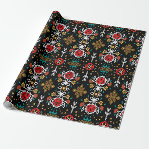 Papel De Presente Padrão floral sem costura flores coloridas e 