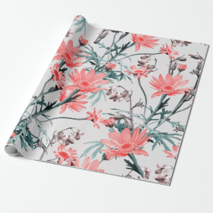 Papel De Presente Padrão floral sem costura, margarita e hyacinthes