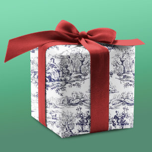 Papel De Presente Padrão Floral Toile De Jouy Preto Vintage