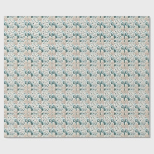 Papel De Presente Padrão Floral Tradicional de Flor de Bambu Japonês
