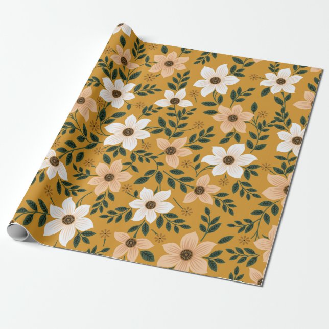 Papel De Presente padrão floral tradicional sem descontinuidades no  (Desenrolado)