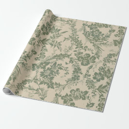 Papel De Presente Padrão Floral Verde Vintage