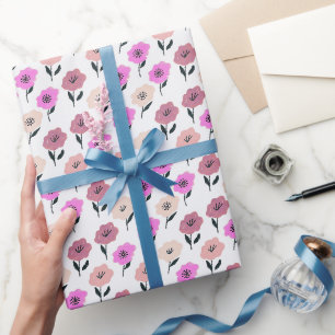 Papel De Presente Padrão Floral Vibrante
