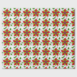 Papel De Presente Padrão Floral Vibrante