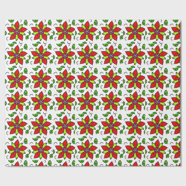 Papel De Presente Padrão Floral Vibrante (Aberto)