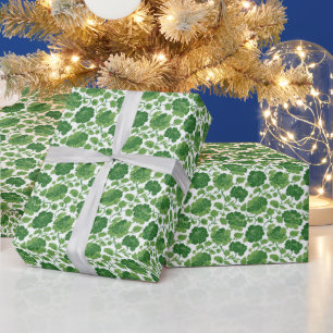 Papel De Presente Padrão Floral Vinha de Peônia Esmeralda