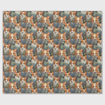 Padrão Floral Vintage Corgi Cachorro Botânico Fofo