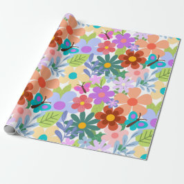 Papel De Presente Padrão Floral Whimsical