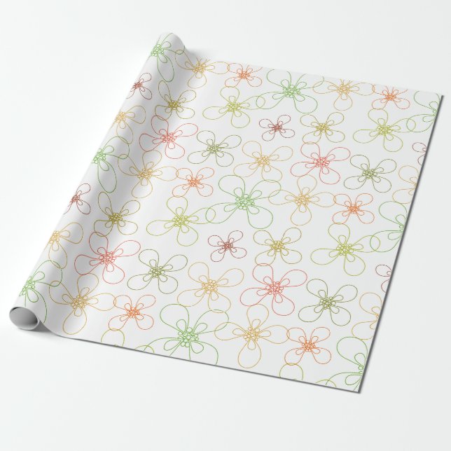 Papel De Presente Padrão Floral Whimsical (Desenrolado)