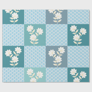 Papel De Presente Padrão Floral Xadrez Elegante Sem Costura