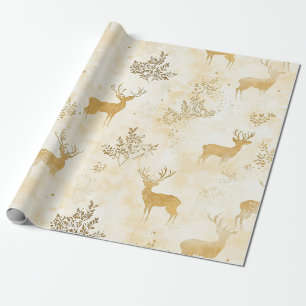 Papel De Presente Padrão Florestal de Corça e Floral Vintage (1)