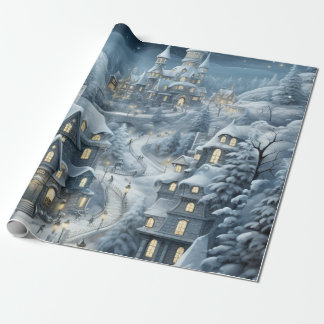Papel De Presente Padrão Florestal de inverno da Pastel Watercolor