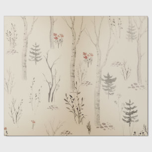 PAPEL DE PRESENTE PADRÃO FLORESTAL ESCANDINÁVIO DE NATAL DE NATAL