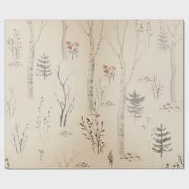 PAPEL DE PRESENTE PADRÃO FLORESTAL ESCANDINÁVIO DE NATAL DE NATAL DE