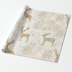 Papel De Presente Padrão Florestal Floral e Corça Vintage (4)