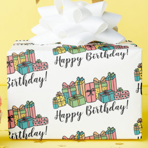 Papel De Presente Padrão Fofo Colorido Aniversário