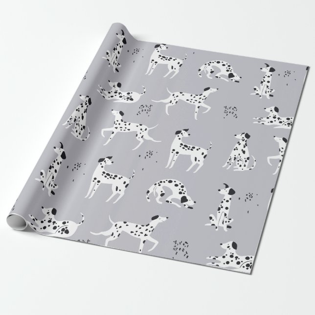 Papel De Presente Padrão Fofo de Cachorro Dálmata (Desenrolado)