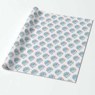 Papel De Presente Padrão Fofo de Férias Padrão de Aquarela