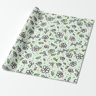 Papel De Presente Padrão Fofo de Flores Daisy Desenho Bonito Feminin
