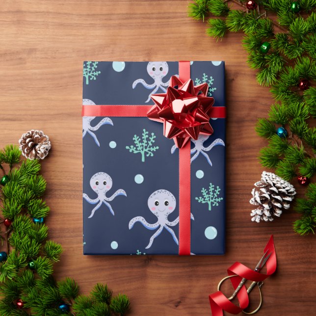 Papel De Presente Padrão Fofo de Polvo (Presente de Natal)