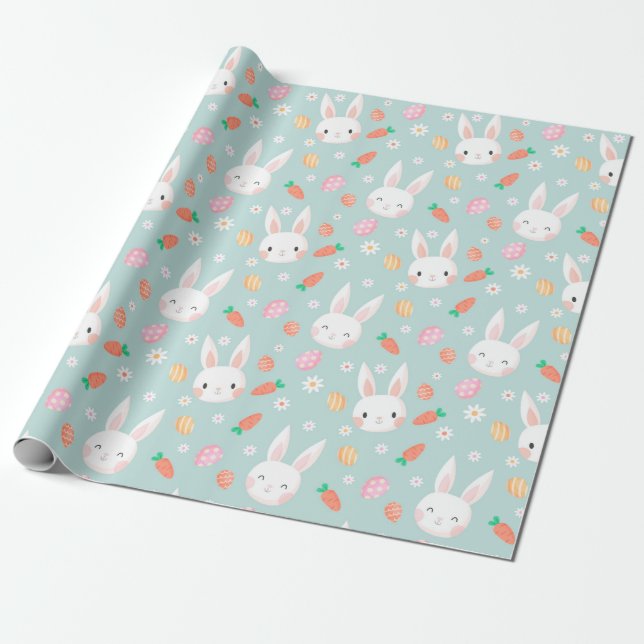 Papel De Presente Padrão Fofo do Coelho de Páscoa (Desenrolado)