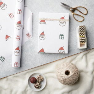 Papel De Presente Padrão Fofo do Papai Noel para Embrulhar no Natal