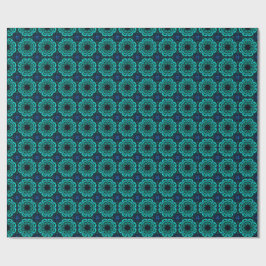 Papel De Presente Padrão Fractal de Caleidoscópio Azul