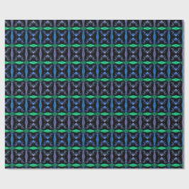 Papel De Presente Padrão Fractal de Caleidoscópio Azul