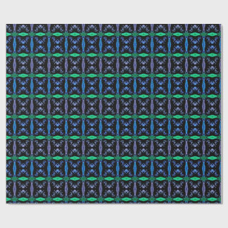 Papel De Presente Padrão Fractal de Caleidoscópio Azul