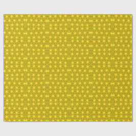 Papel De Presente Padrão Fractal de Caleidoscópio Dourado