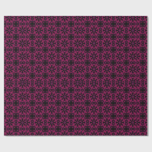 Papel De Presente Padrão Fractal de Caleidoscópio Rosa e Preto para