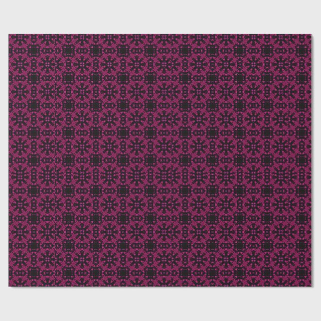 Papel De Presente Padrão Fractal de Caleidoscópio Rosa e Preto para  (Aberto)